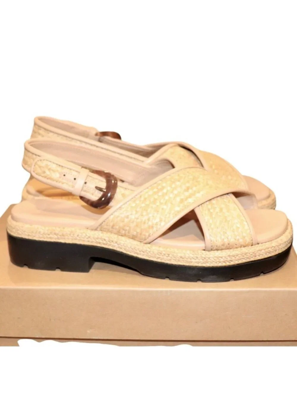 Vince Women's Helena Raffia Slingback Sandals, 9.5 New